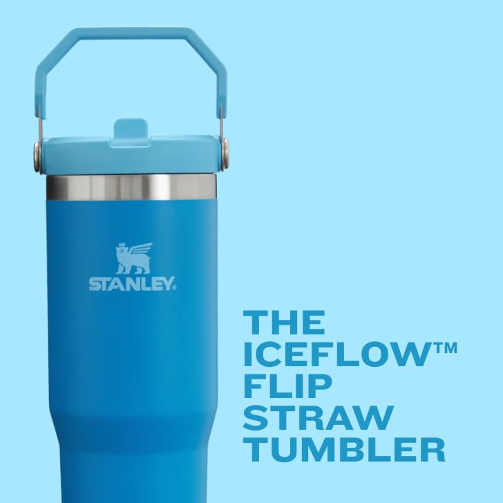 Stanley IceFlow Tumbler with Handle, Twist-On Lid and Flip-Up Straw, Leak-Resistant Water Bottle, Insulated Stainless Steel, BPA-Free, 887 ml, Grapefruit